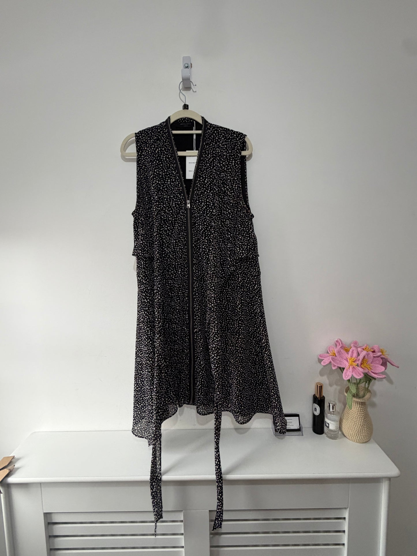 Preloved All Saints Dress Size L Black and White