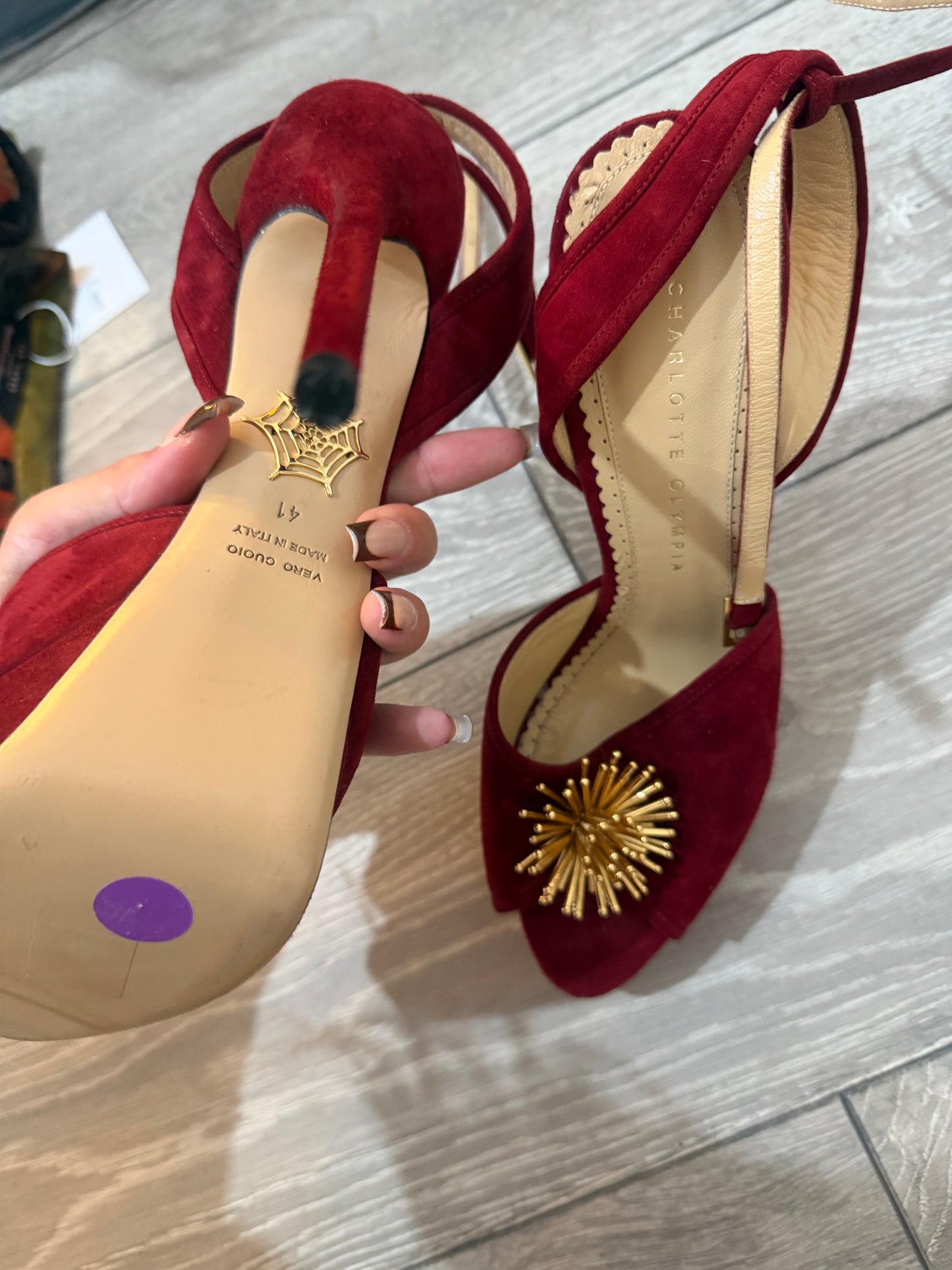 Burgundy Charlotte Olympia Platform Heels, Size 41