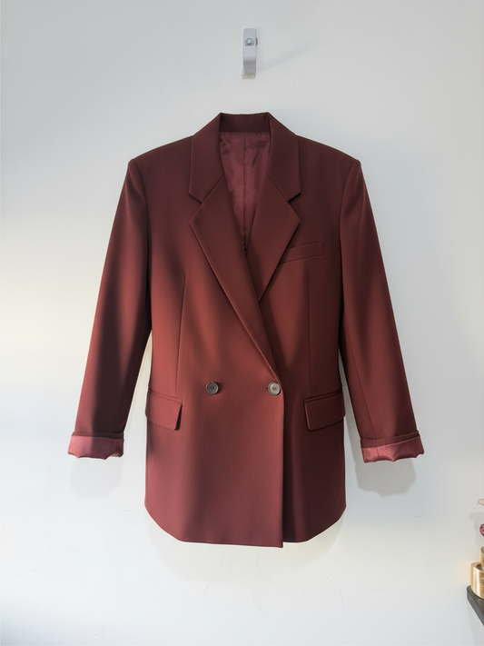 Preloved Zara Blazer Size XS-S but actually fits 12-14 Burgundy