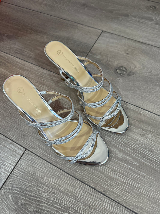Silver Judith Leiber Kitten Heels/Sandals, 38.5 - UK 5.5