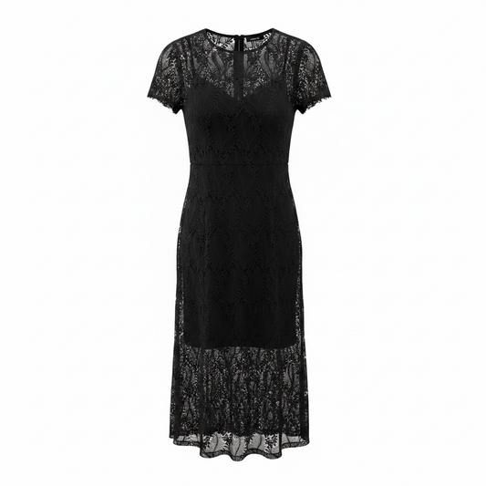 Pre-owned, Black Lace DVF Dress, Size 12/14