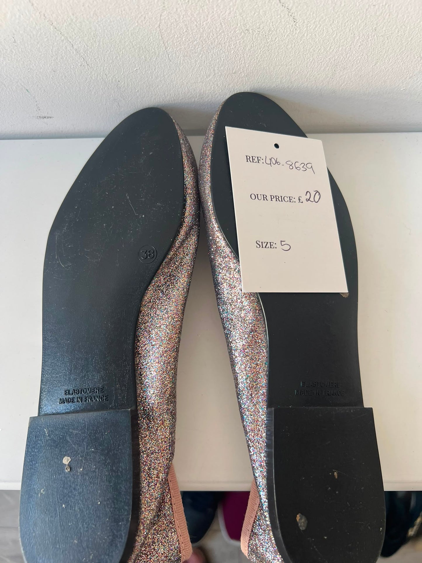 Pre-loved Glitter French Sole Flats, 5