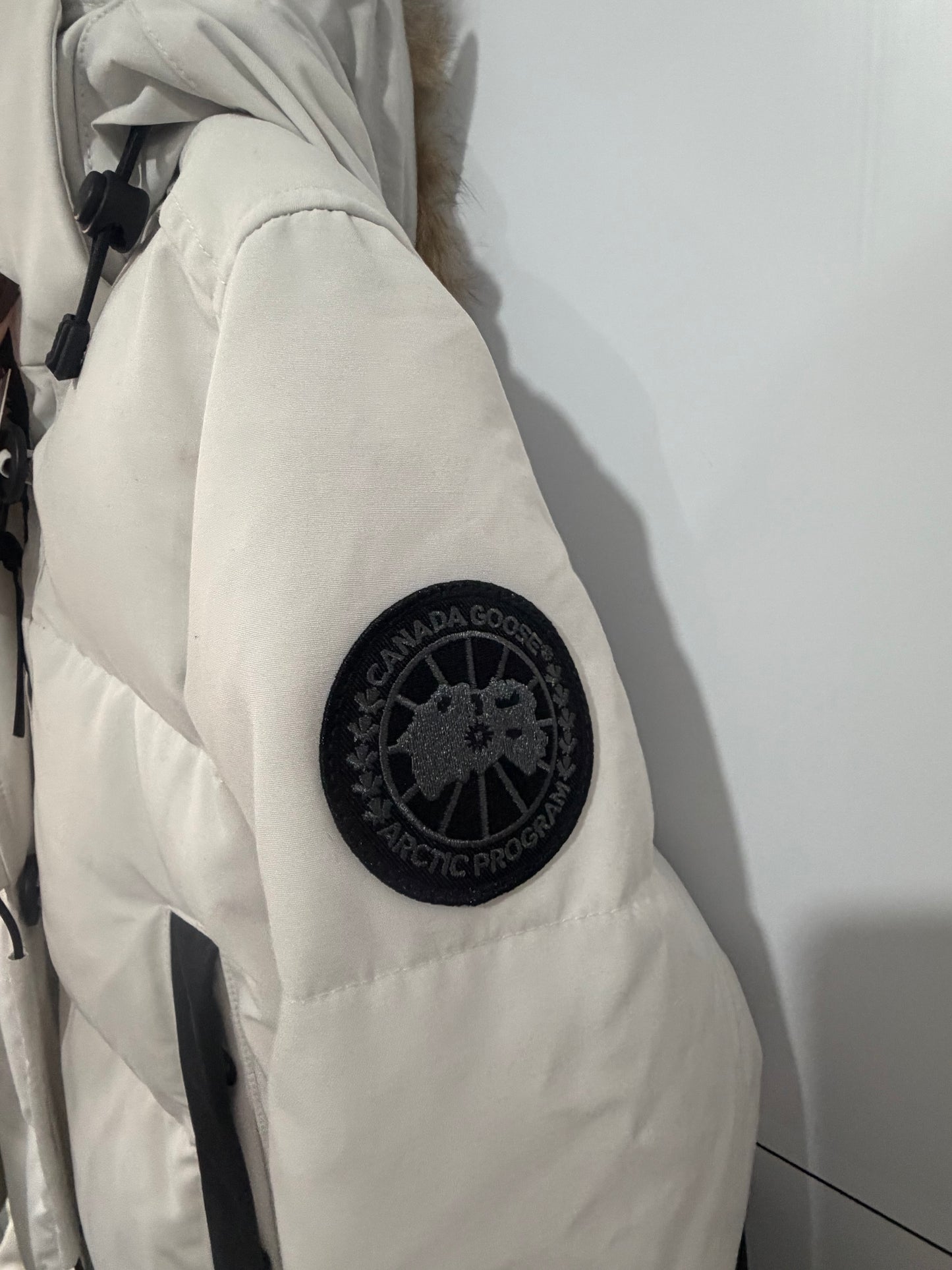 White Canada Goose Coat, Size S
