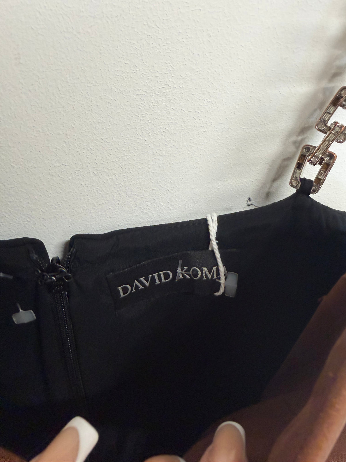 Preloved David Koma Crystal-Embellished Dress Size 6 Brown and Black