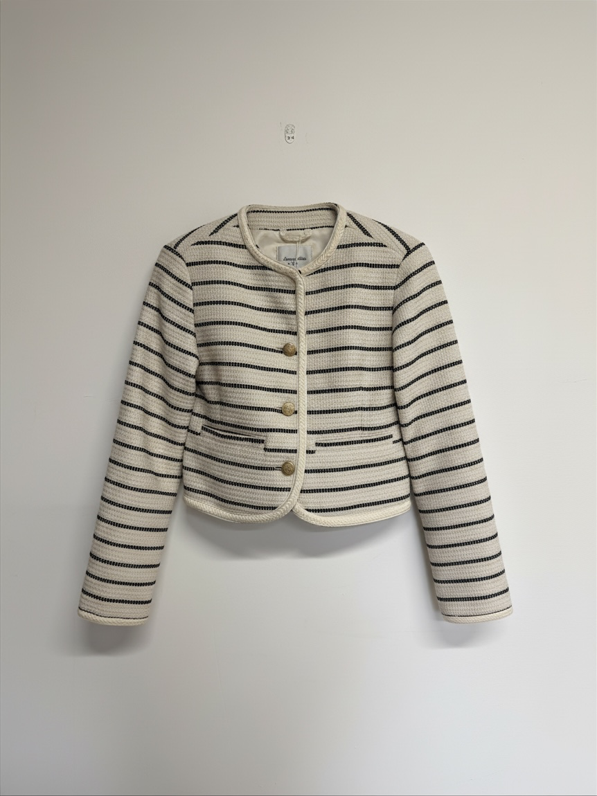 Preloved Abercrombie Blazer XXS White and Navy Stripe