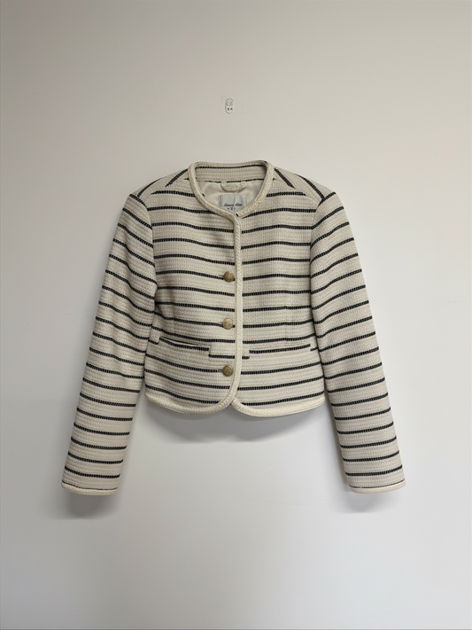 Preloved Abercrombie Blazer XXS White and Navy Stripe