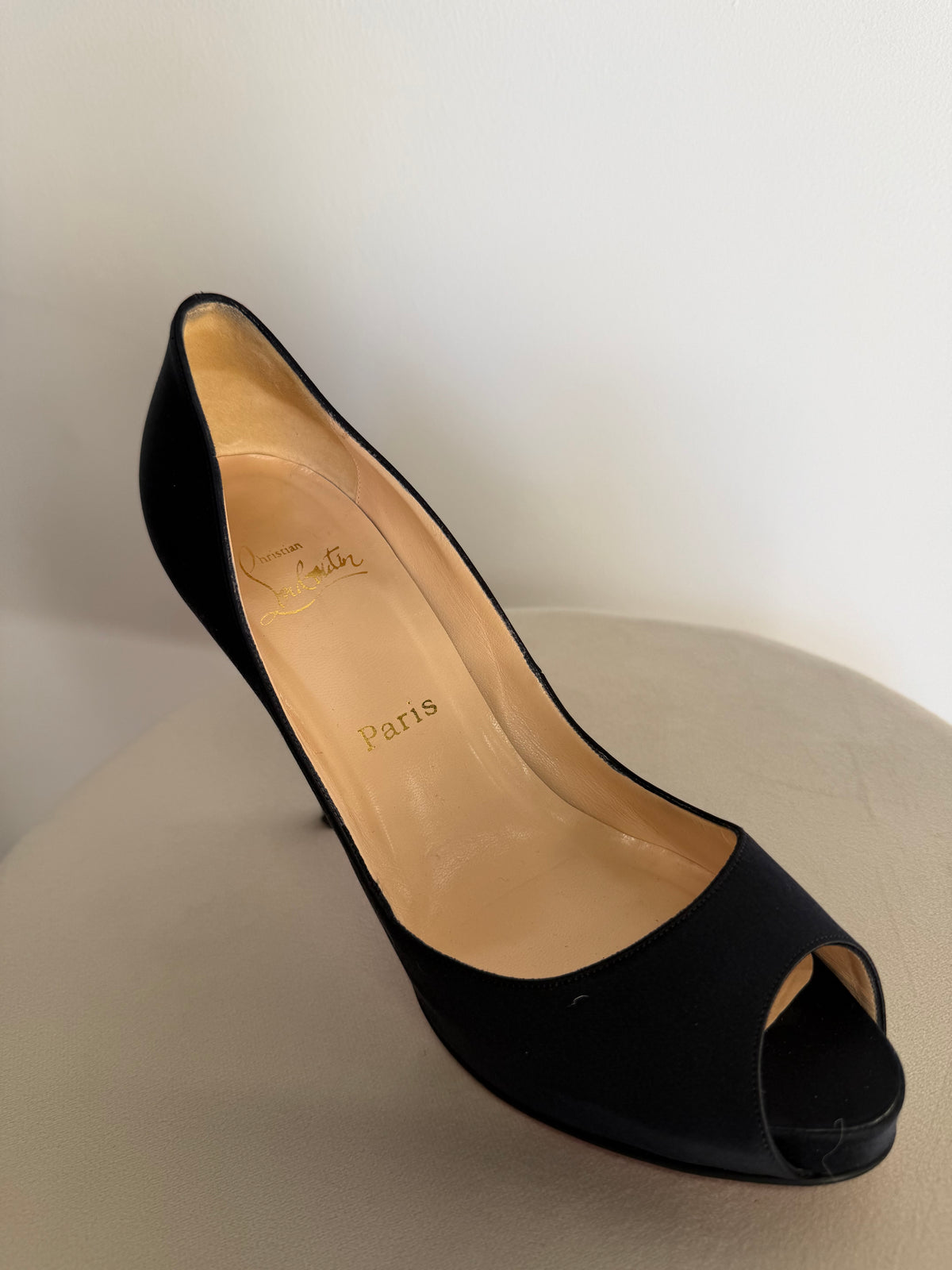Preloved Christian Louboutin Heels Size 5 - 38 Black Peeptoe