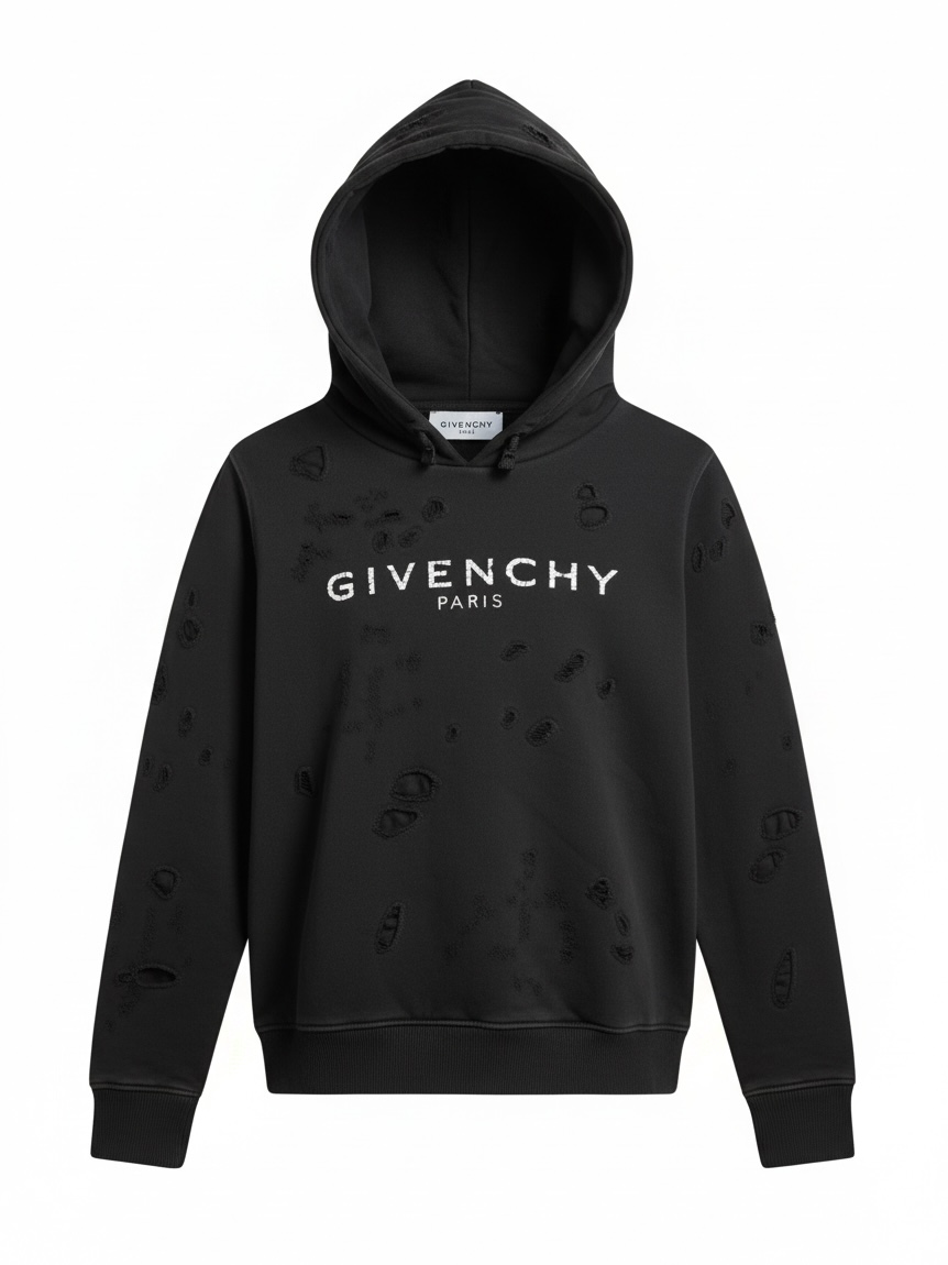 Preloved Givenchy Kids Hoodie Age 4 Black Distressed