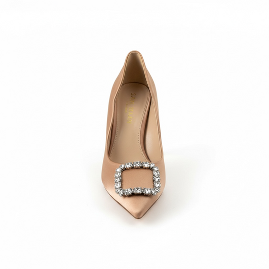 Pre-owned, Satin Nude Sam Edelman Heels, Size US 8.5 → UK 6