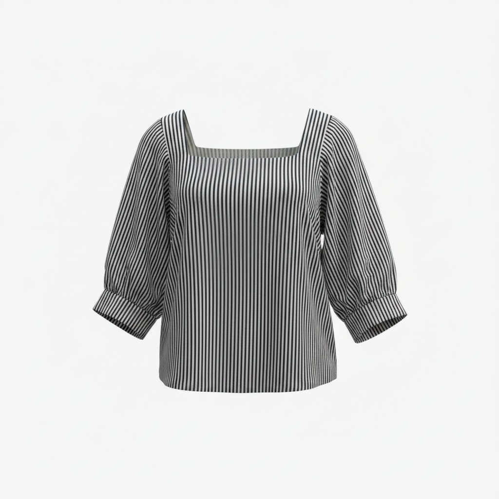 Preloved, Navy/White Chloé Top, UK 14 (12-14)