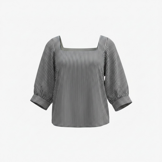 Preloved, Navy/White Chloé Top, UK 14 (12-14)