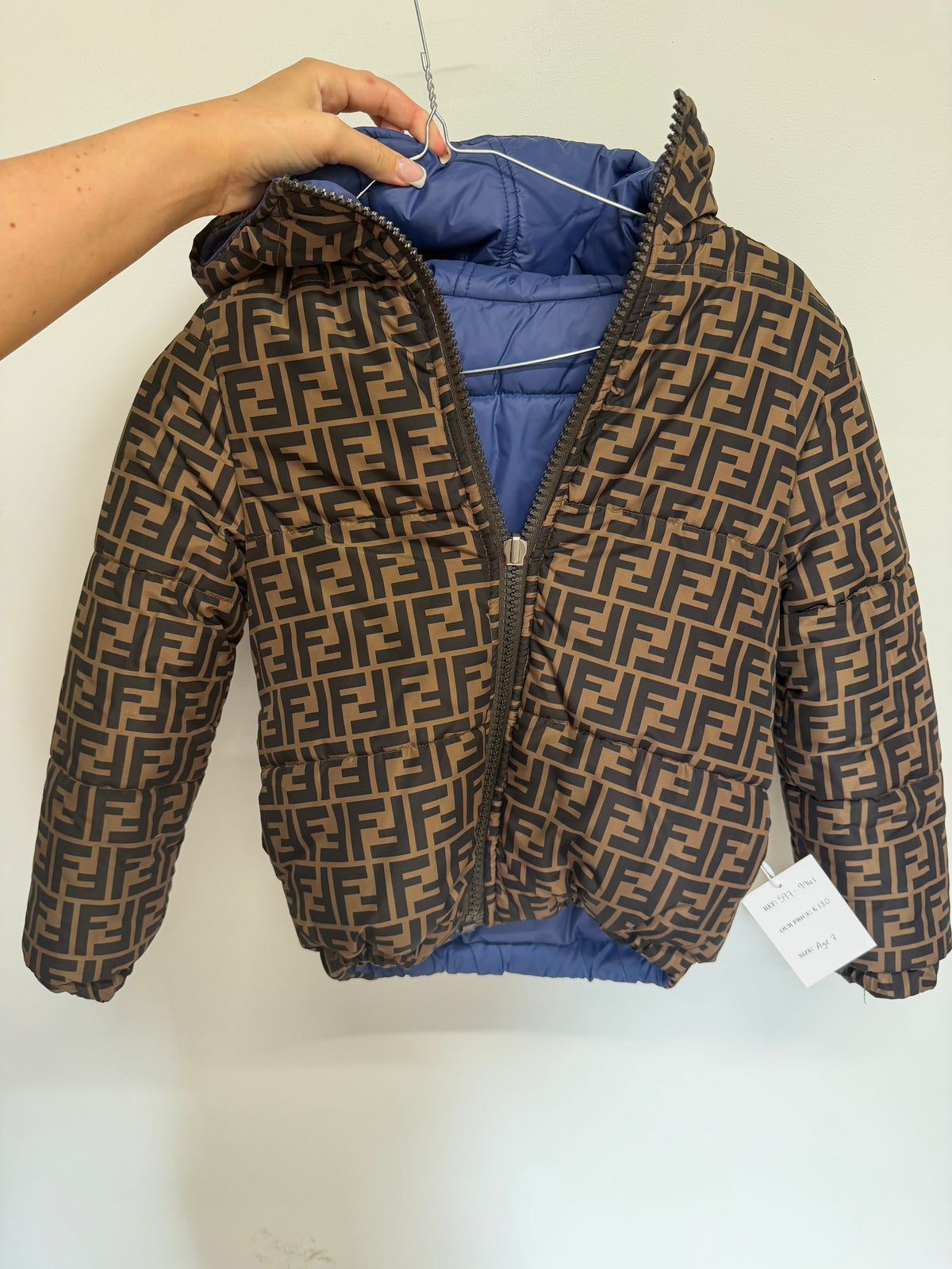 Preloved Fendi Kids Reversible Coat Age 7 FF Logo