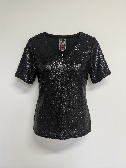 Preloved Johnny Was Top Size Small Black Sequin