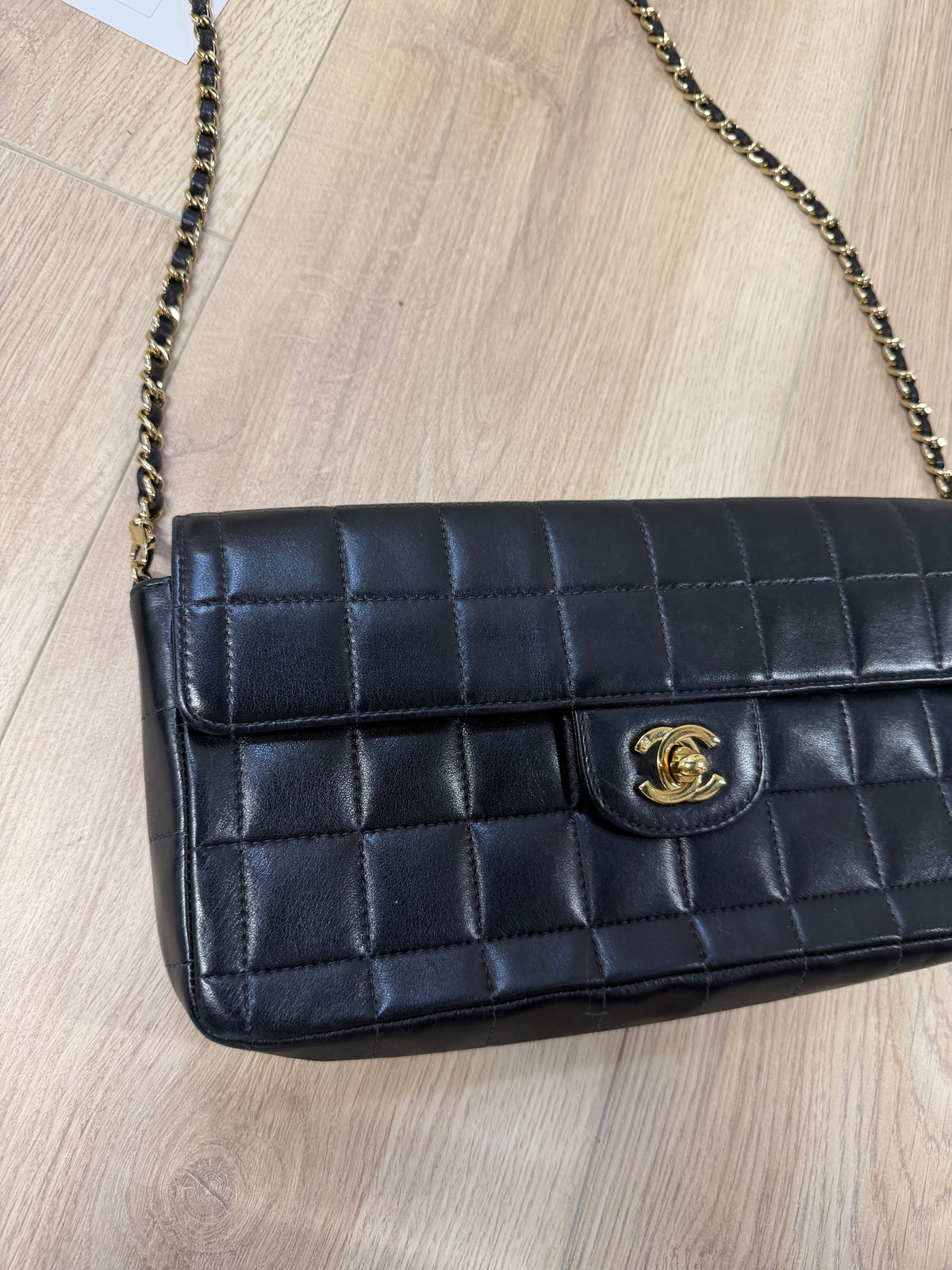Preloved Chanel Black Chocolate Bar Handbag in Lambskin