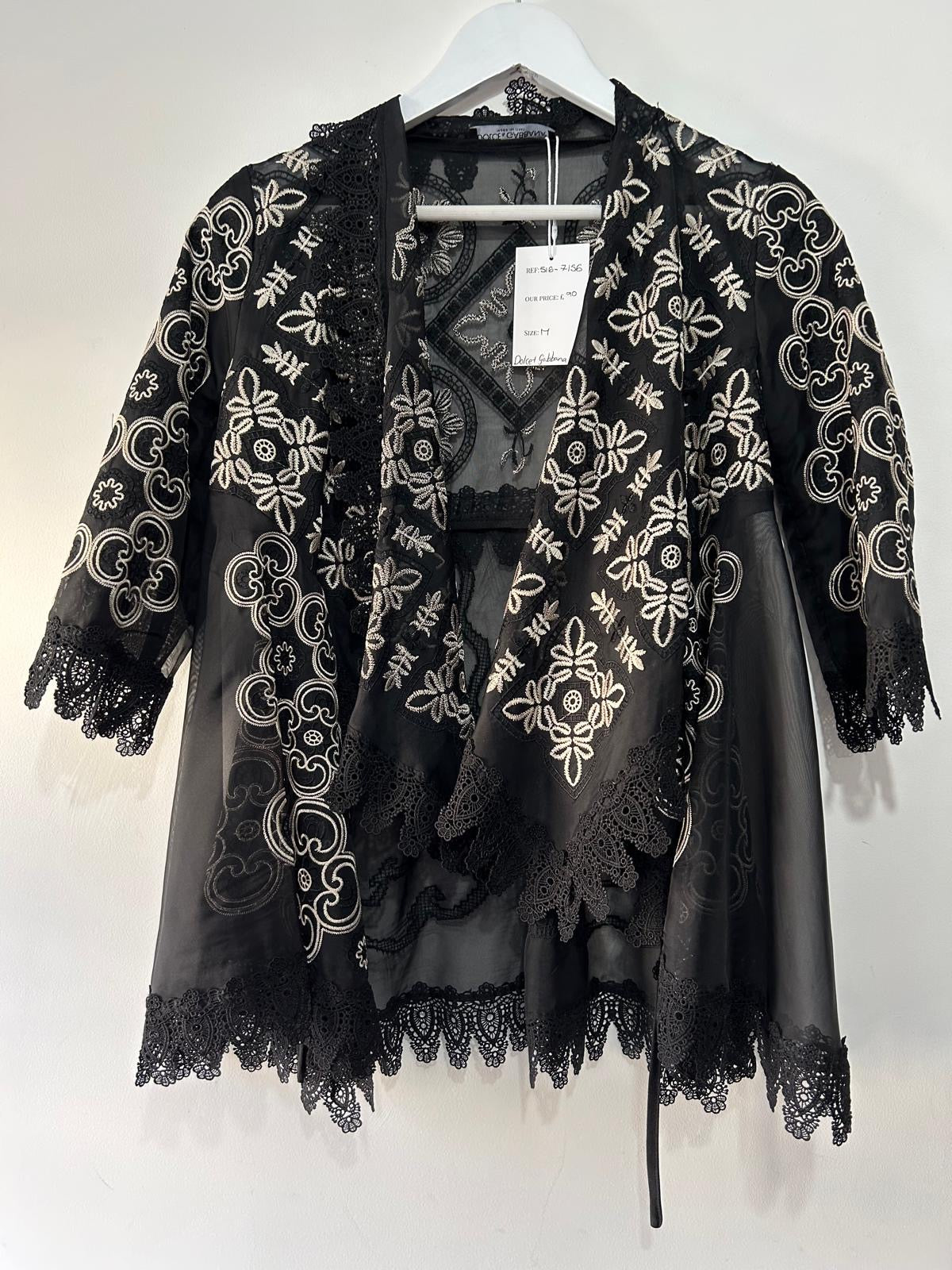 Pre-owned, Vintage Black Dolce & Gabbana Kimono Top, Size M