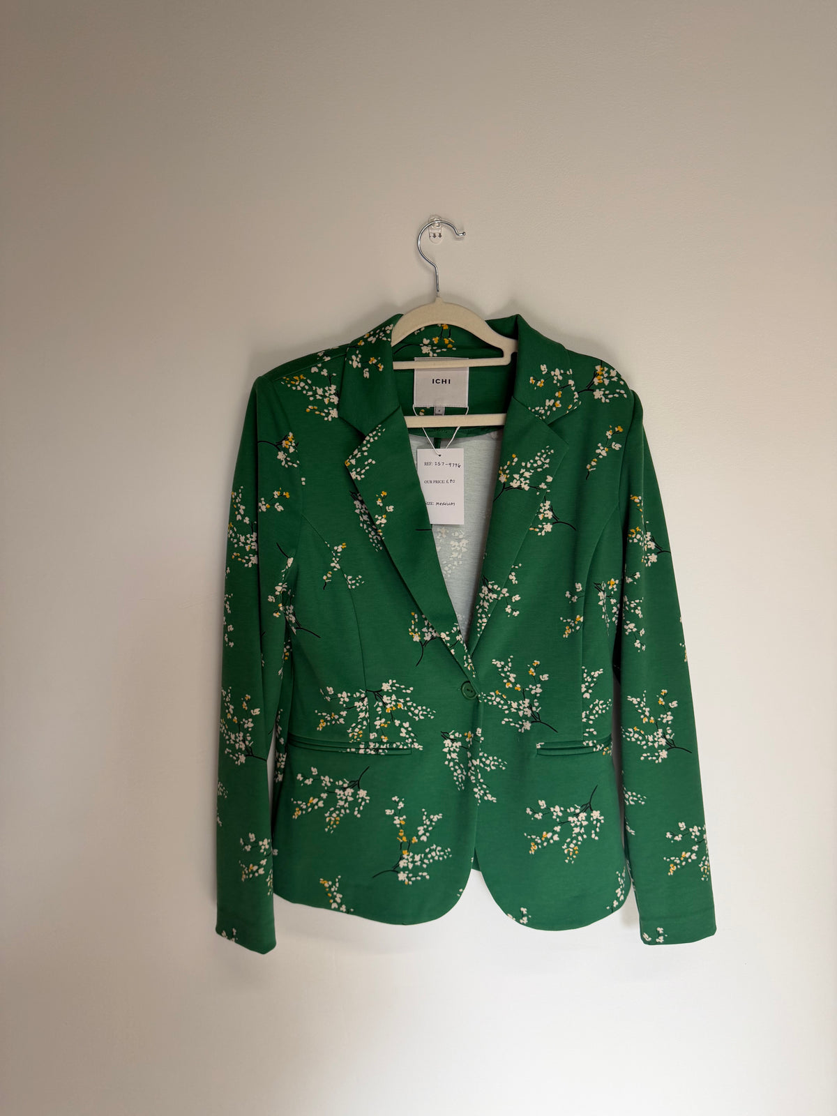 Preloved Ichi Blazer, Size Medium Green Floral