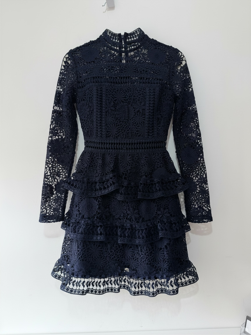 Preloved Self-Portrait Dress Size 10 Navy BNWT