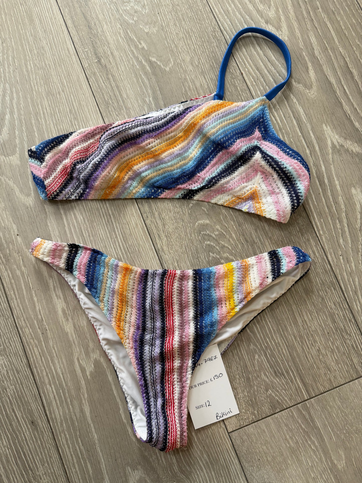 Preloved Pattern Missoni Bikini Swimwear, Size UK 12