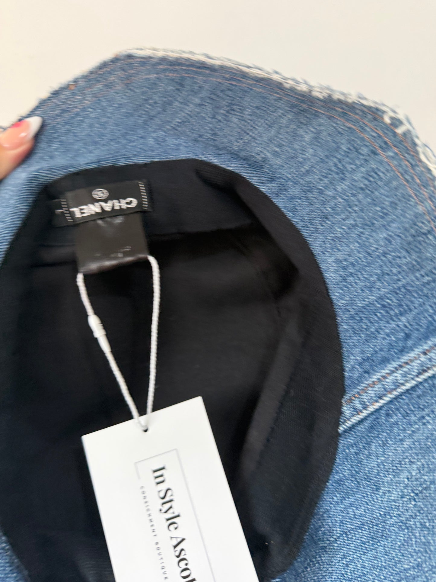 Preloved, Denim Blue Chanel Bucket Hat