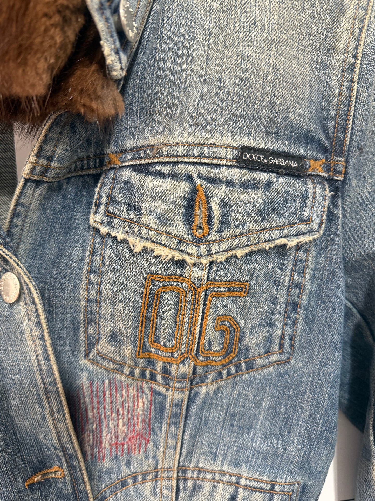 Blue Denim Dolce & Gabbana Denim fur jacket, XS