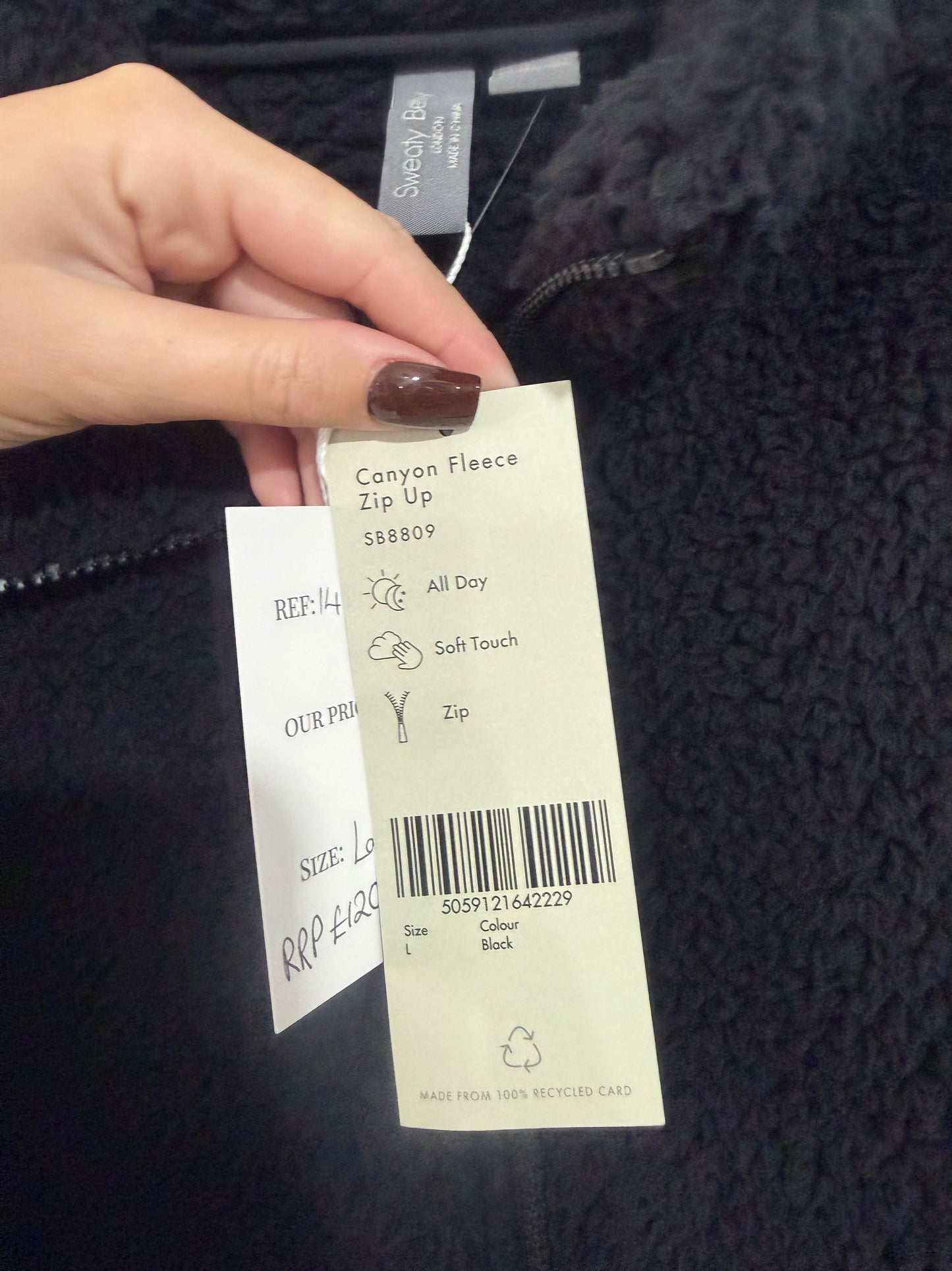 Black Fluffy Sweaty Betty Jacket, Size L