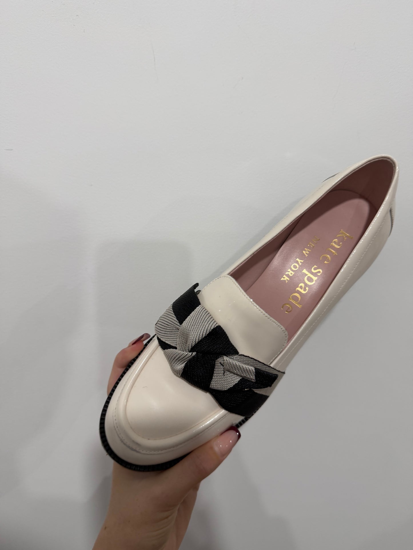 cream Kate Spade loafer Heels, Size 7.5