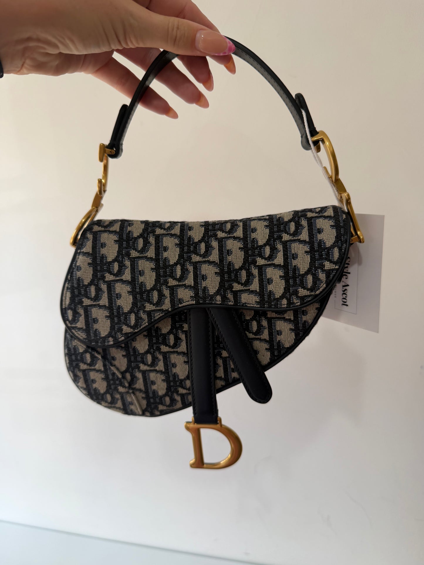 Preloved, Saddle Mini Canvas Blue Oblique  Christian Dior Saddle Mini Canvas Bag