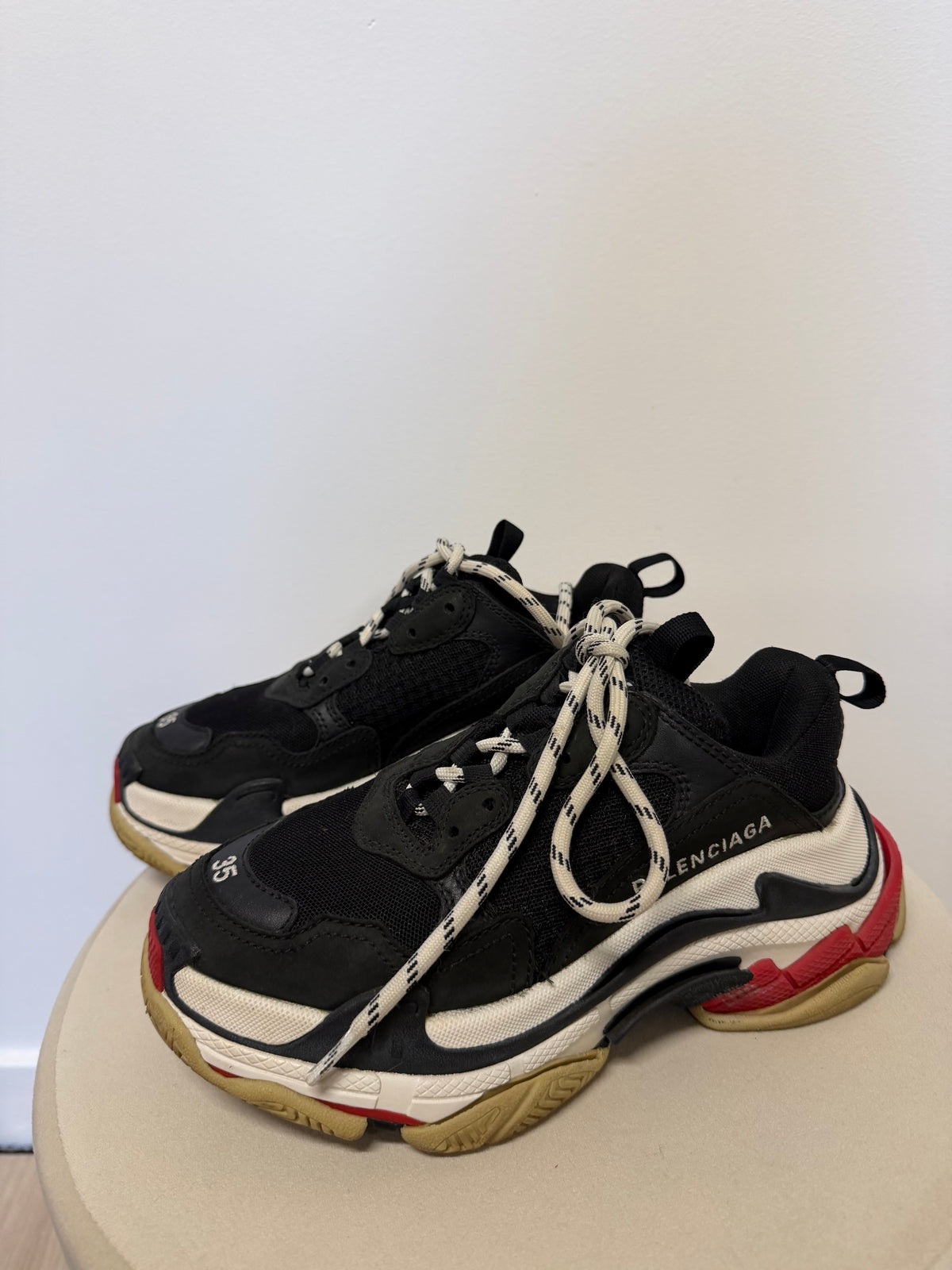 Preloved Balenciaga Trainers Size 36 - UK 3 Black and White