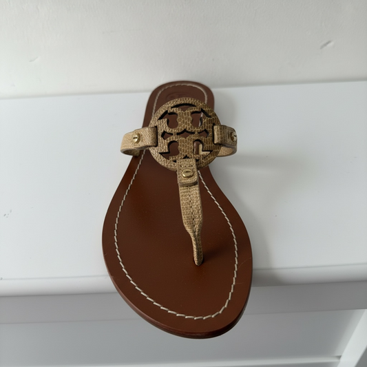 Neutral Preloved Tory Burch Miller Sandals, Size 5