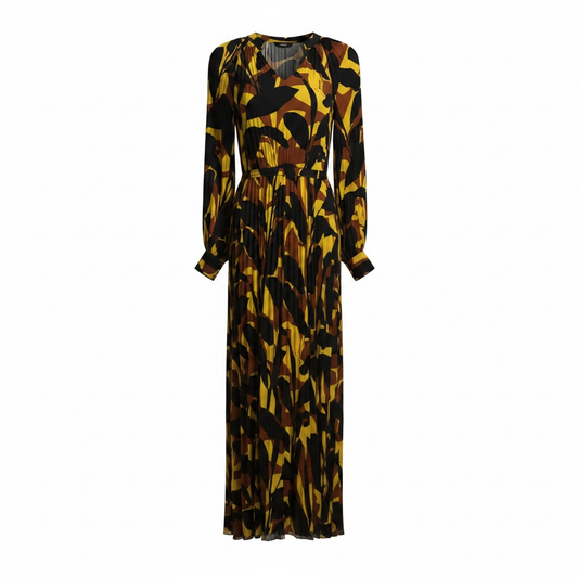 Preloved, Brown/Yellow Marccain Dress, Medium/Large