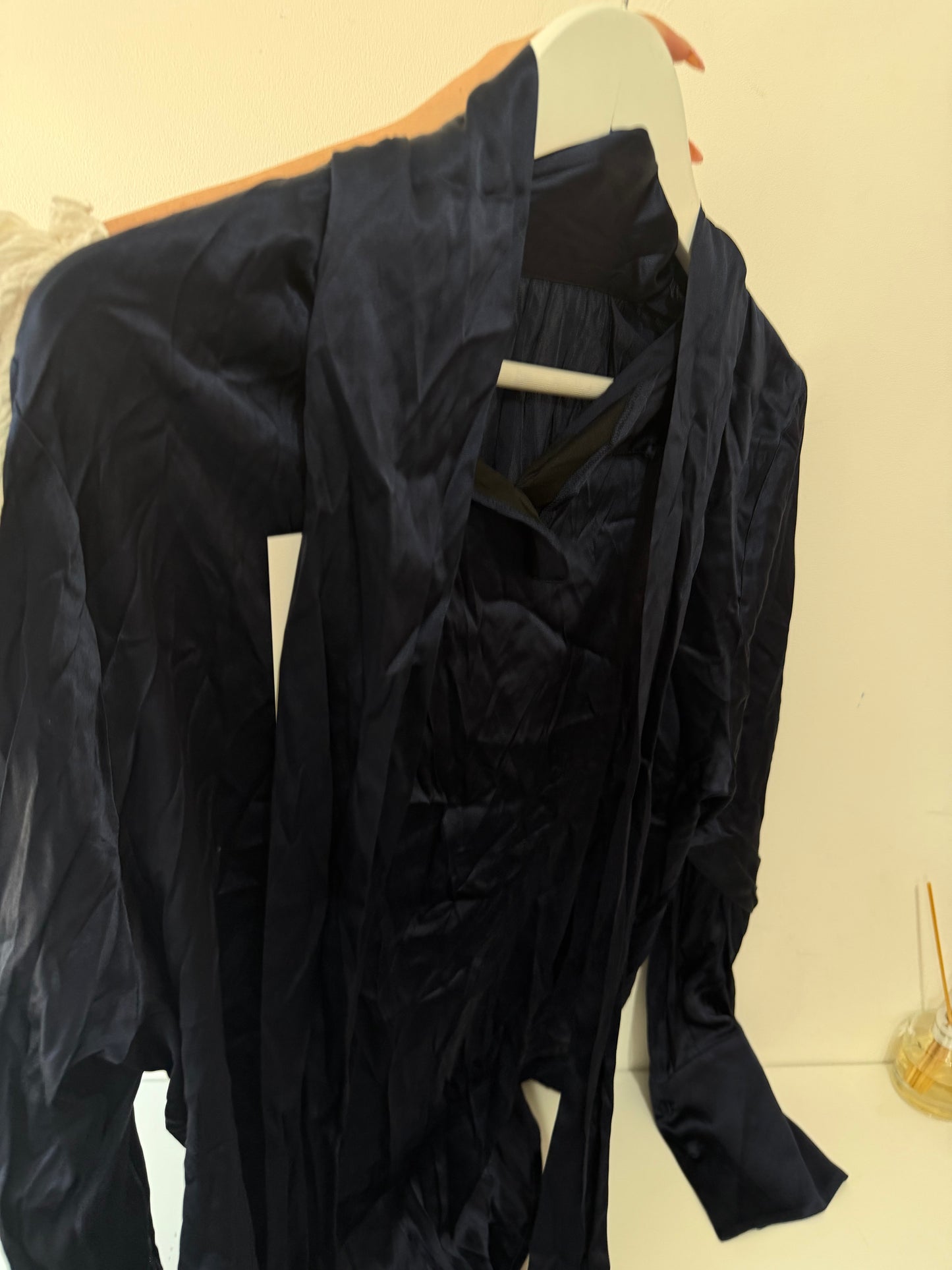 Preloved Navy Blue Dea Kudibal Silk Blouse, Size XXL