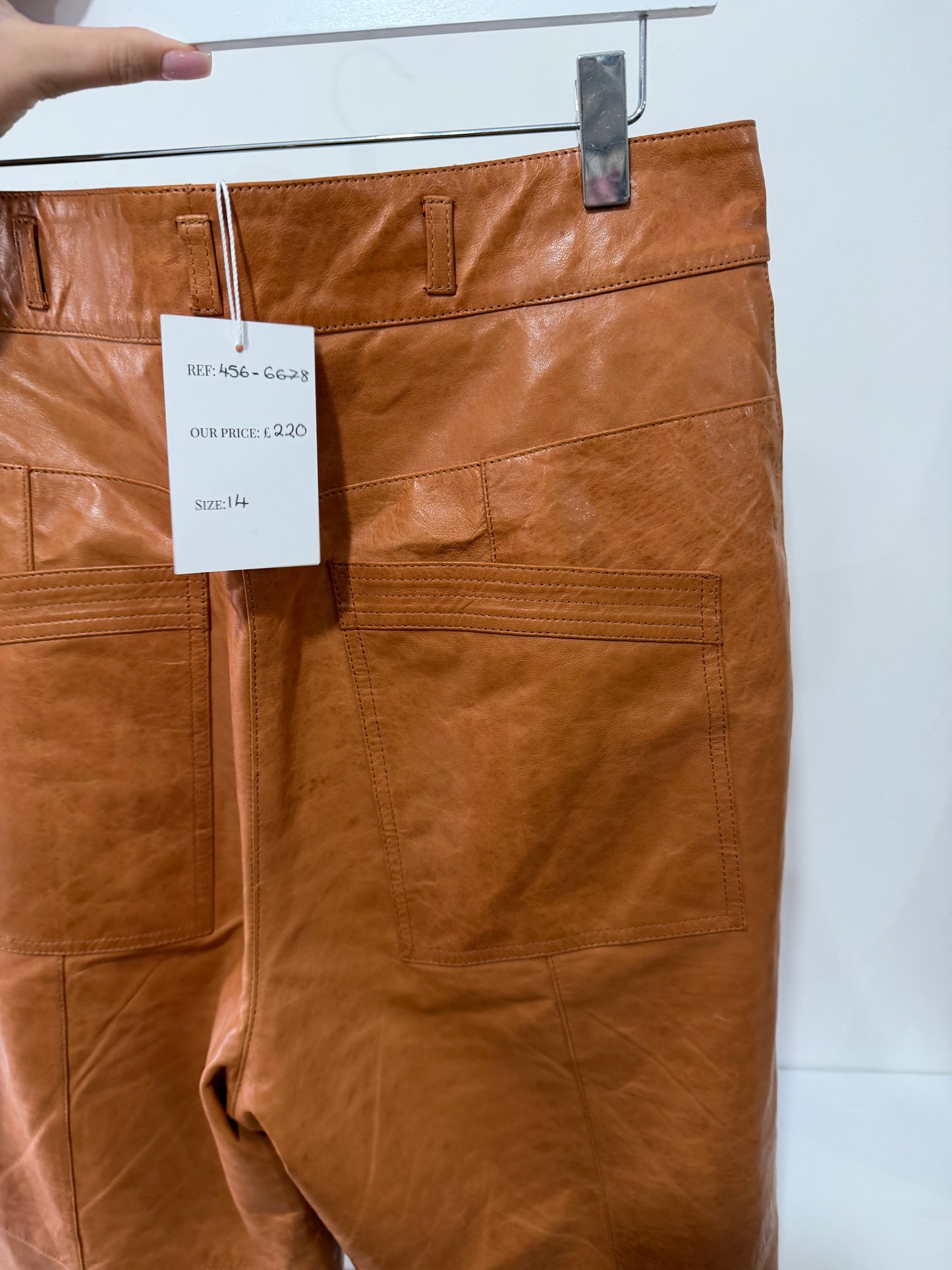Burnt Orange Ulla Johnson Leather Pant Trouser, Size UK 14