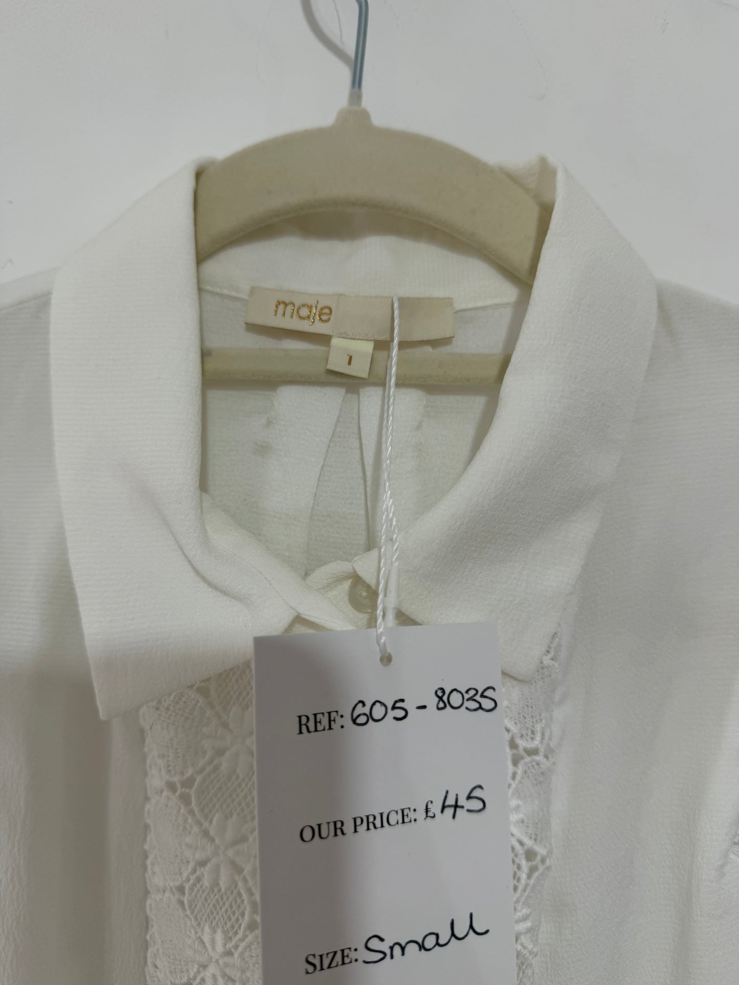Preloved, White Maje Blouse, Size 1 (S)