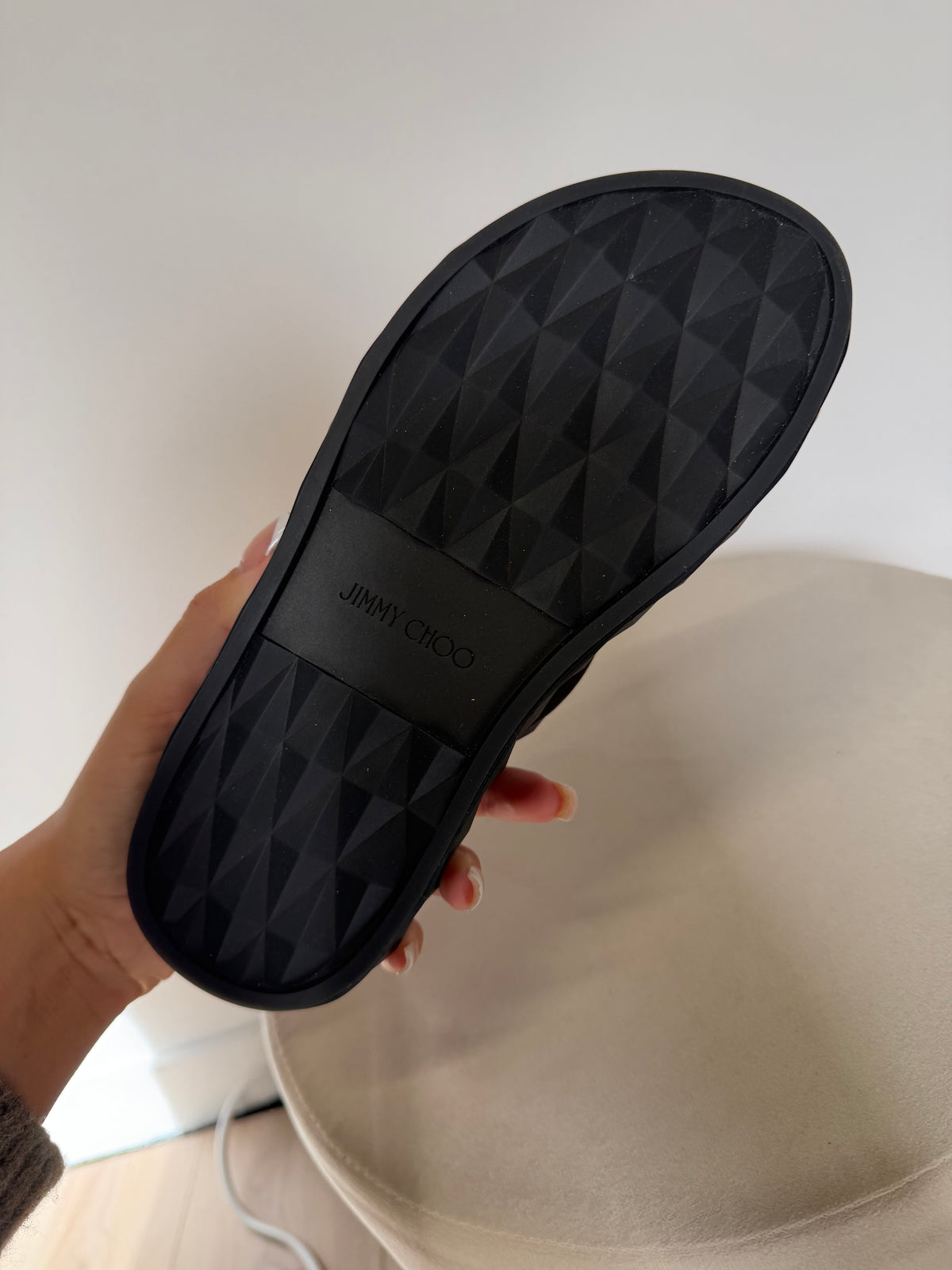Preloved Jimmy Choo Diamond Platform Flip Flops EU 38 - UK 5 Black