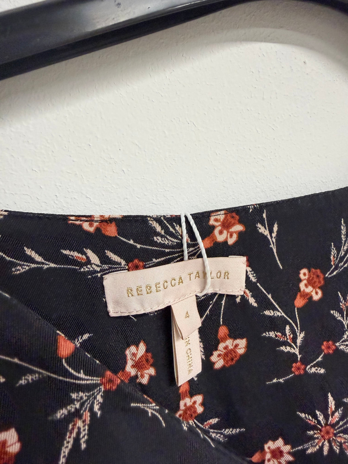 Preloved Rebecca Taylor Blouse Size 8 Black Floral