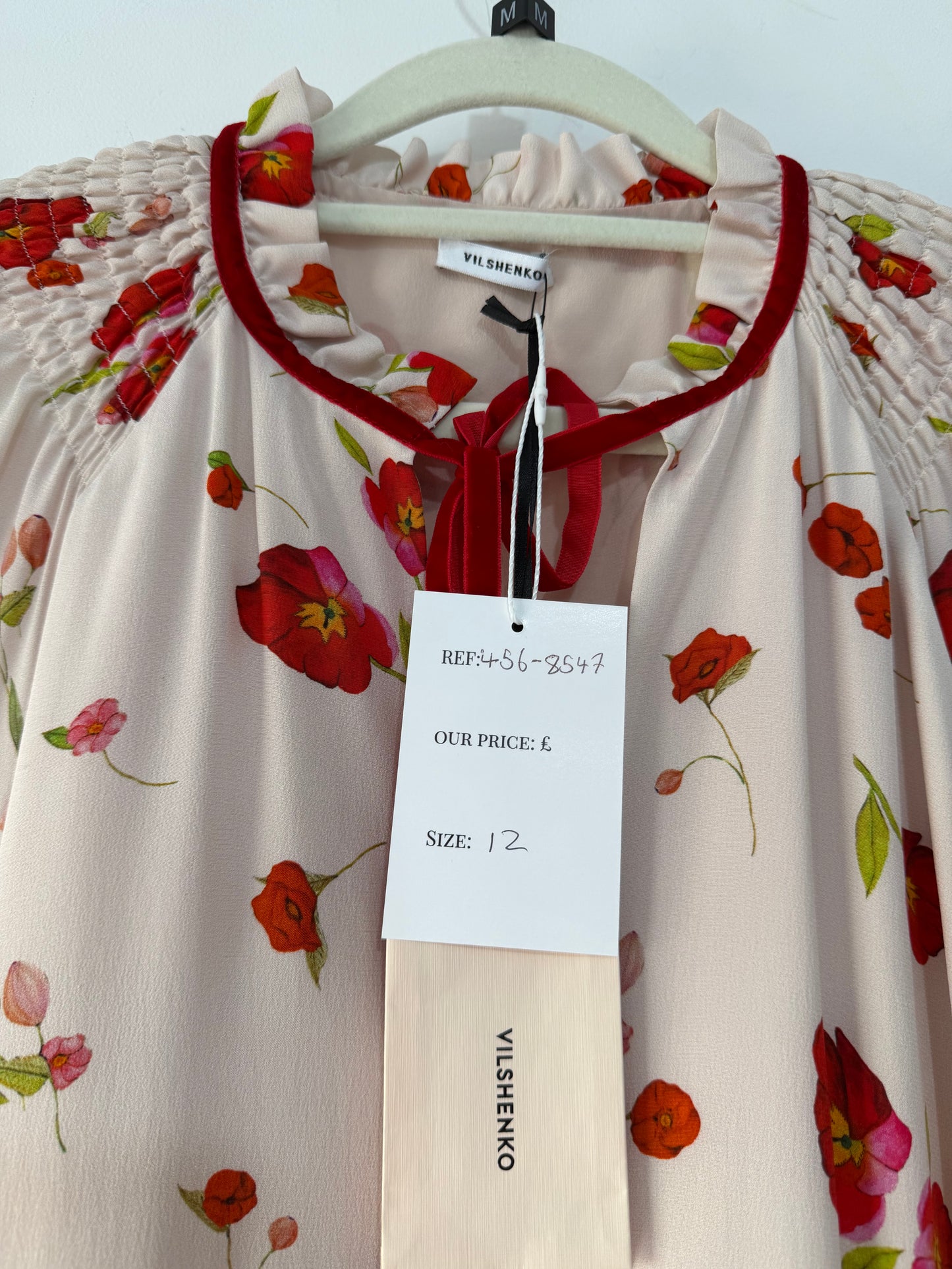 Pre owned BRAND NEW Red floral pattern Vilshenko Dress, Size 12