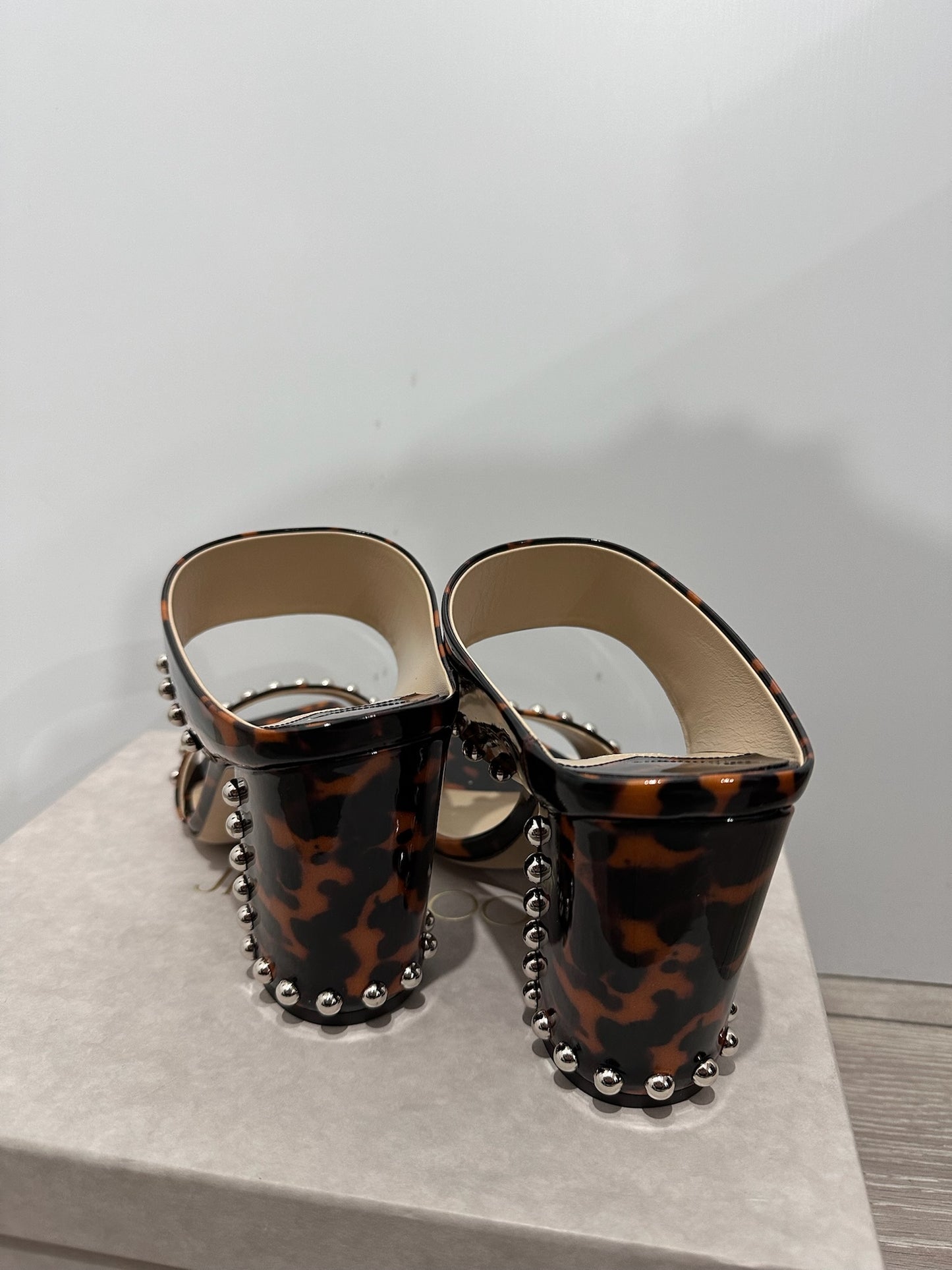 Tortoise Shell Jimmy Choo Sandal Mule Heels, 42 - 9