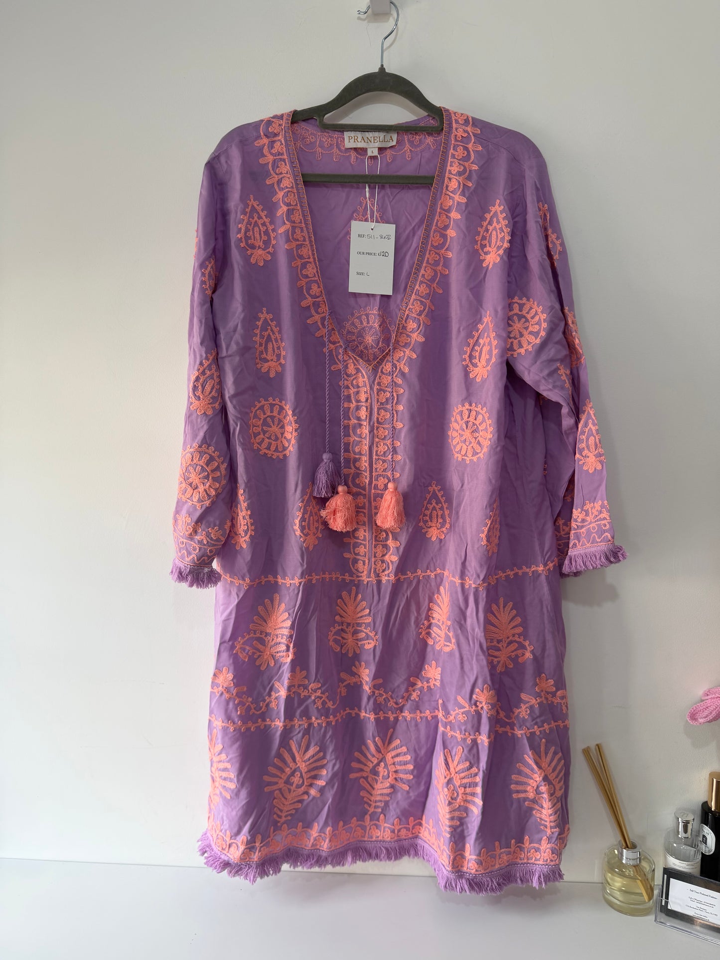 Preloved lilac & pink Pranella Cover up, L