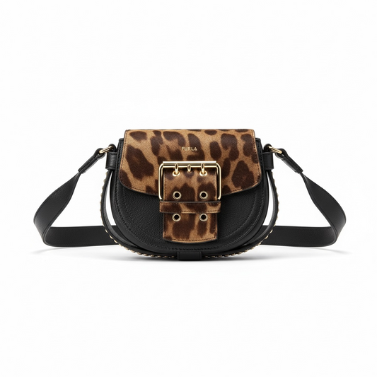 Pre-owned Leopard and Studded Furla Crossbody Bag