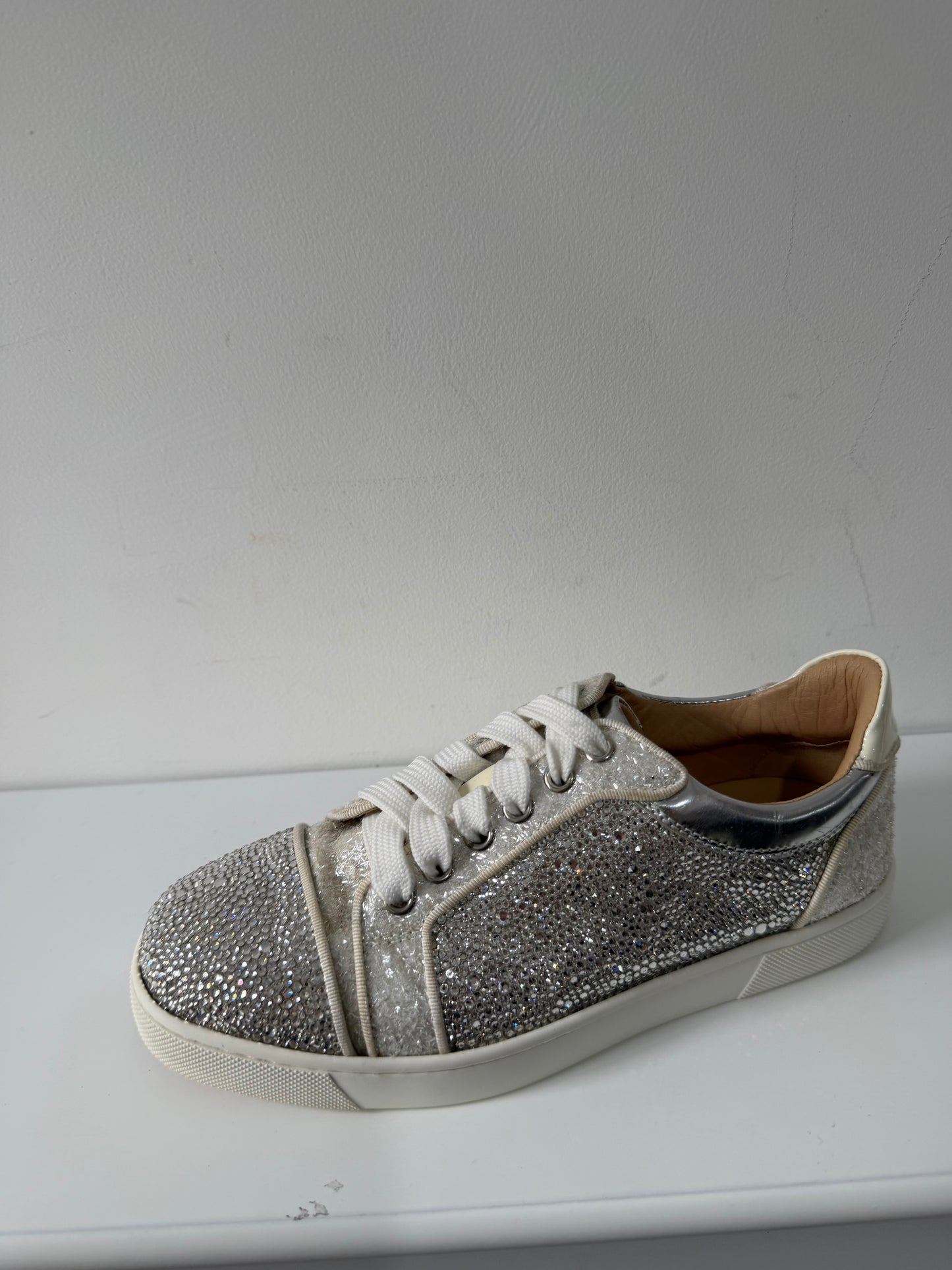 Preloved, Silver Christian Louboutin Trainers, Size 36.5 - UK 3.5