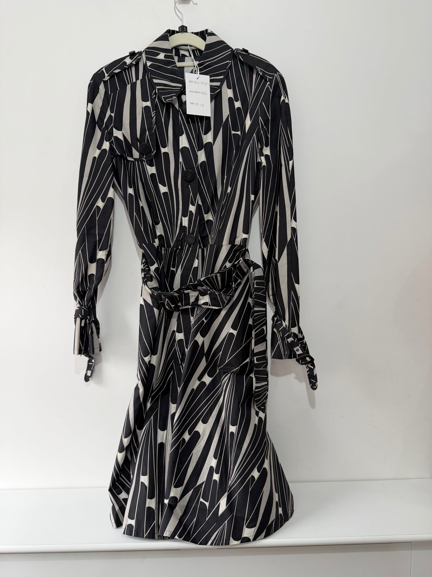 Black and white pattern Aquascutum london Thin trench, 8-10