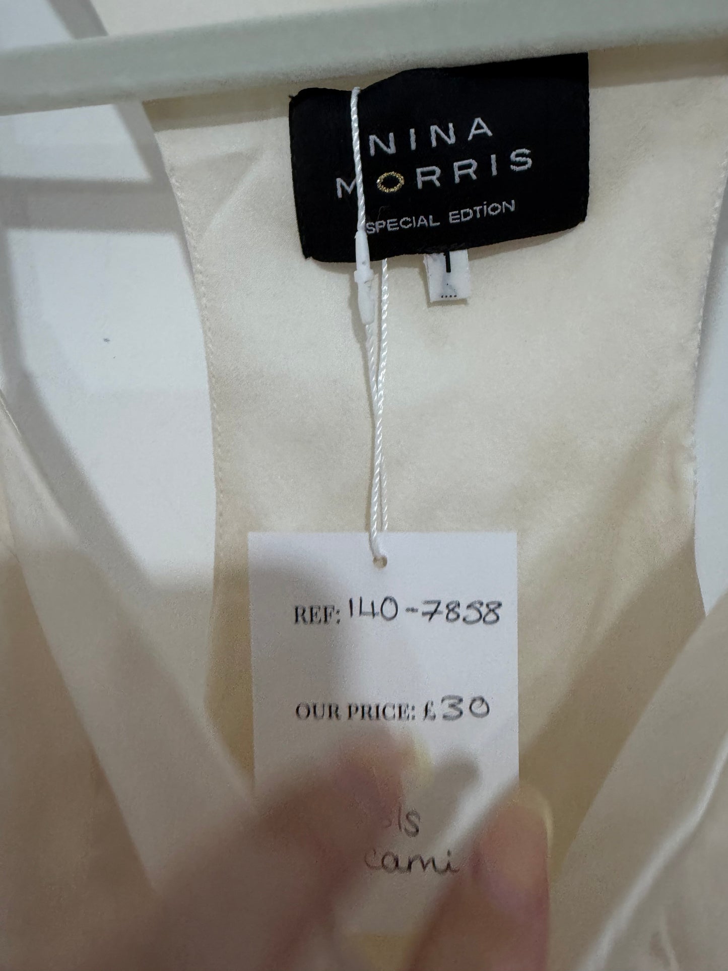 Preloved Cream Nina Morris Silk Cami, Size XS/S
