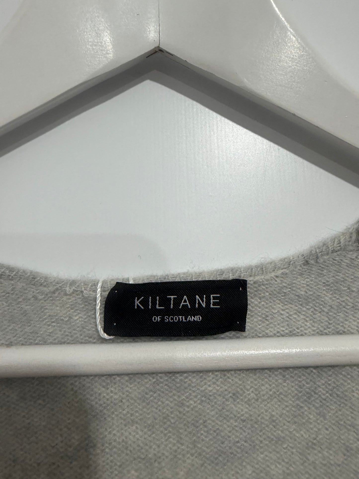 Grey 100% Cashmere Kiltane Cardigan, Size S