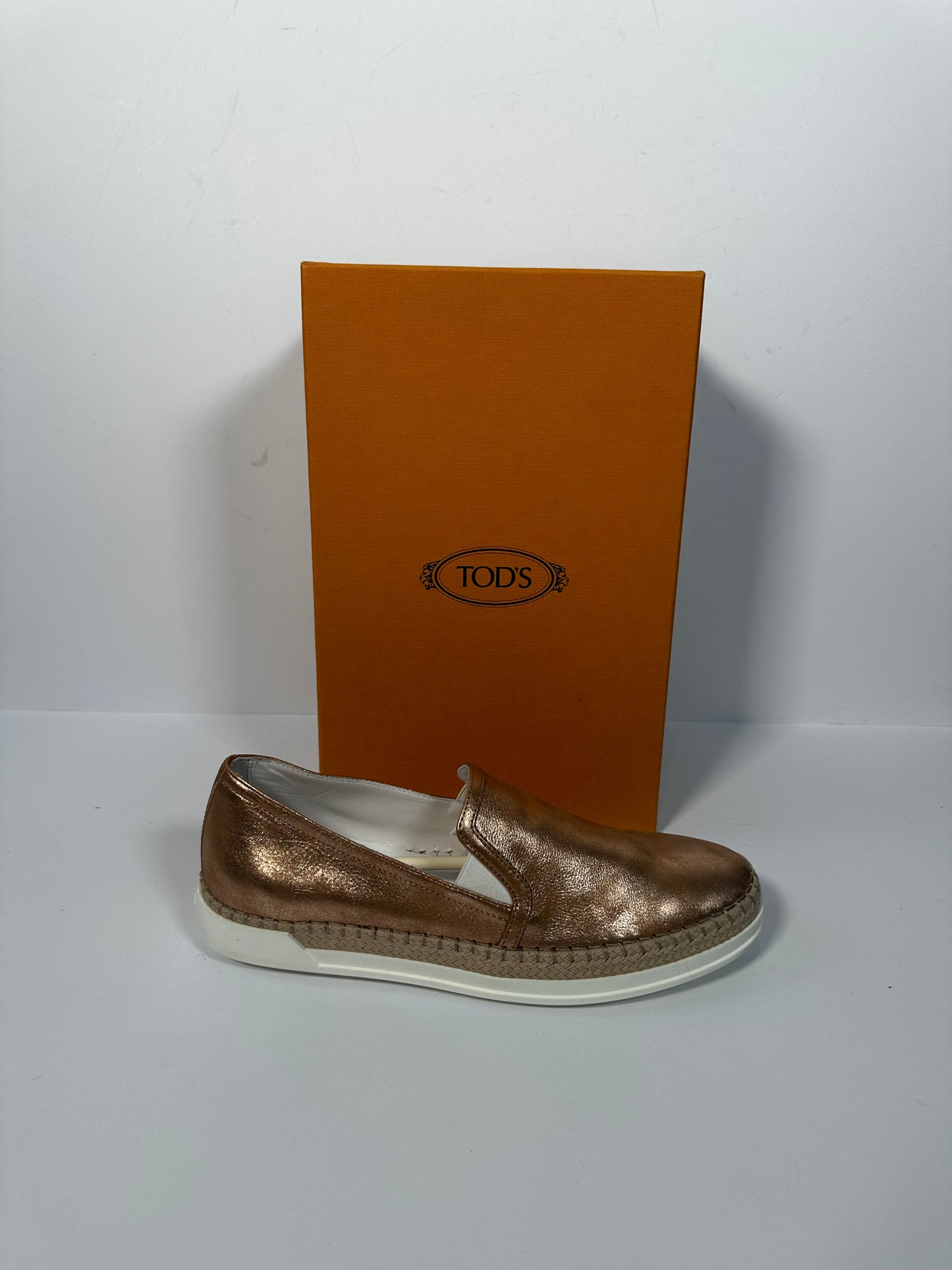 Gold Tods Espadrille Shoes, 37.5