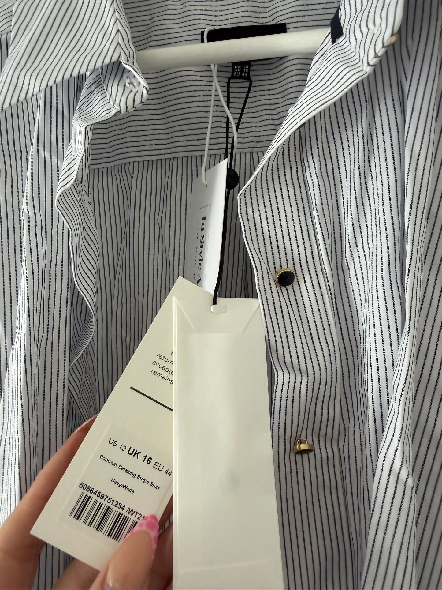 Pre-loved Striped BNWT Me + Em Blouse, 16