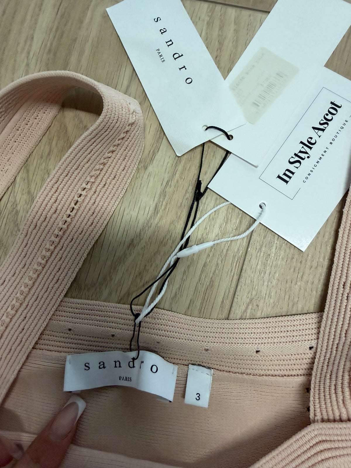 Preloved Sandro Cardigan, Top & Skirt Set Size 12-14 Peach