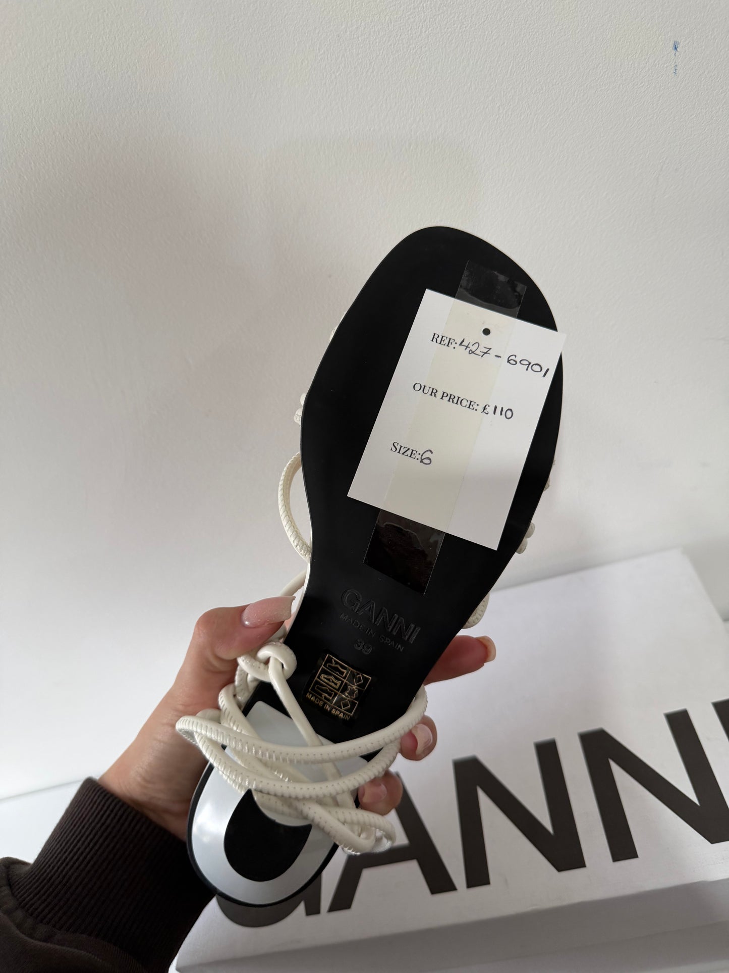 Pre-owned, Brand New Cream GANNI Kitten Heels, Size 6 (39)