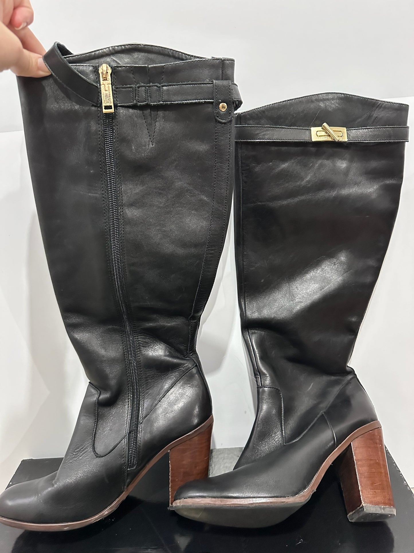 Black Tommy Hilfiger Knee High Boots, 7