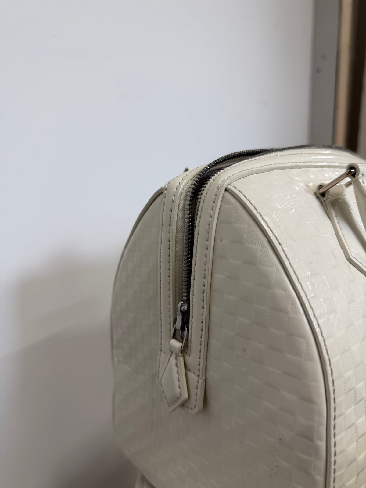 Preloved Louis Vuitton Bag & Purse Set Damier Facette Speedy Cube Cream/White Calfskin