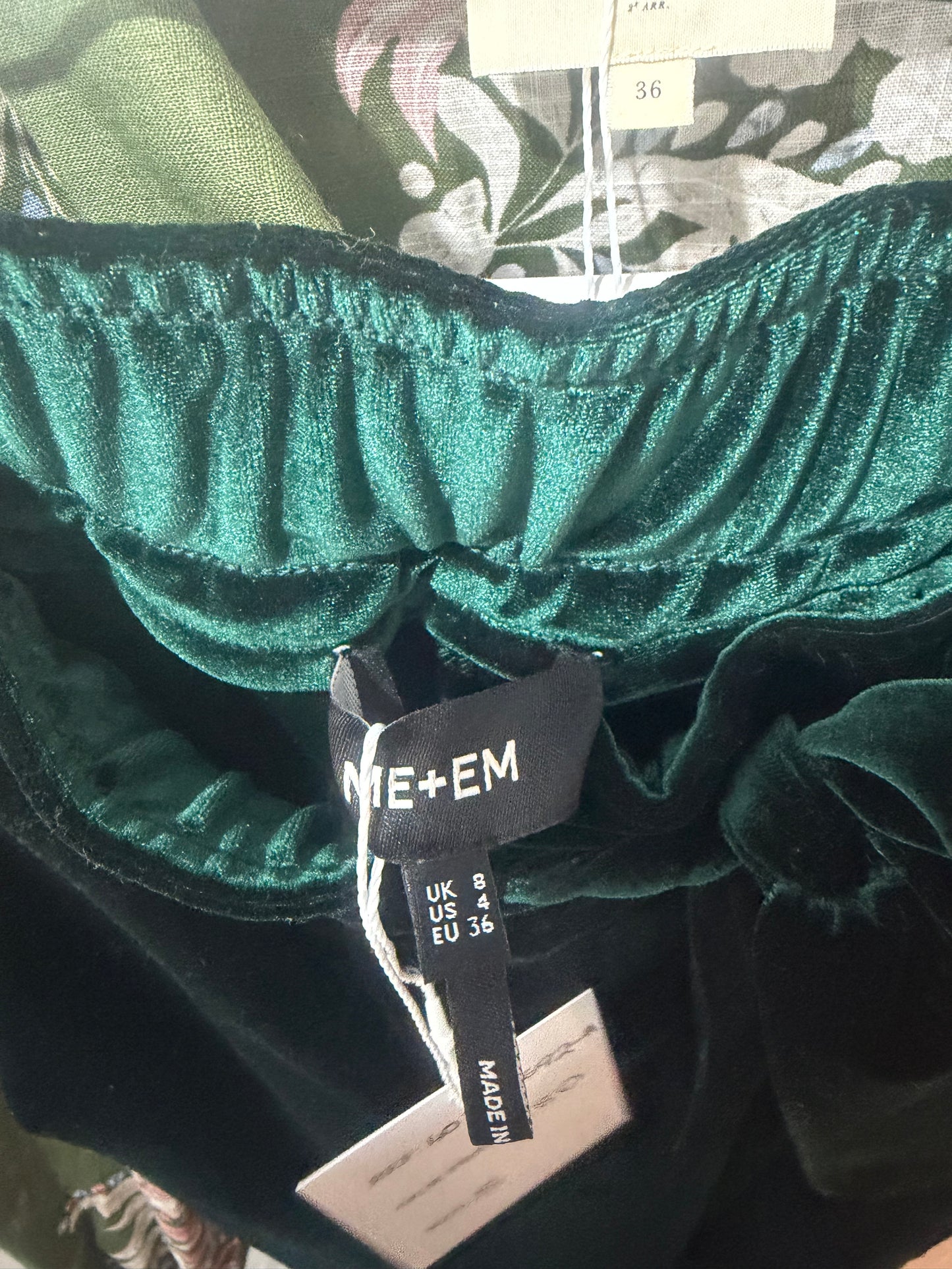 Green Wide Leg ME + EM Velour Trousers, Size 8